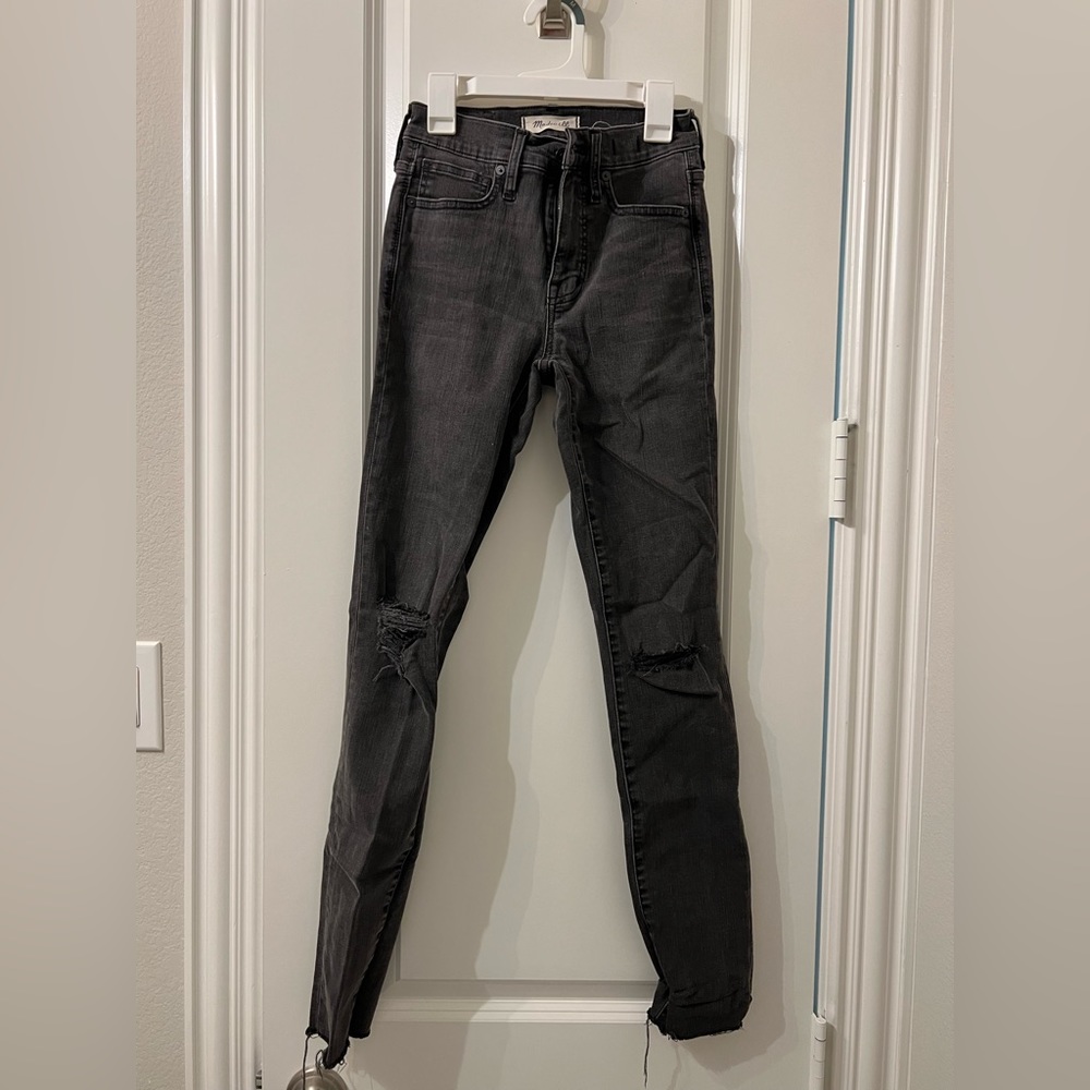 Madewell washed black jeans with rips